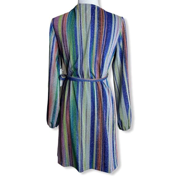 DREW Patsy Wrap Dress NWT $276 Multicolor Striped Metallic Women's Size Small - Picture 8 of 10